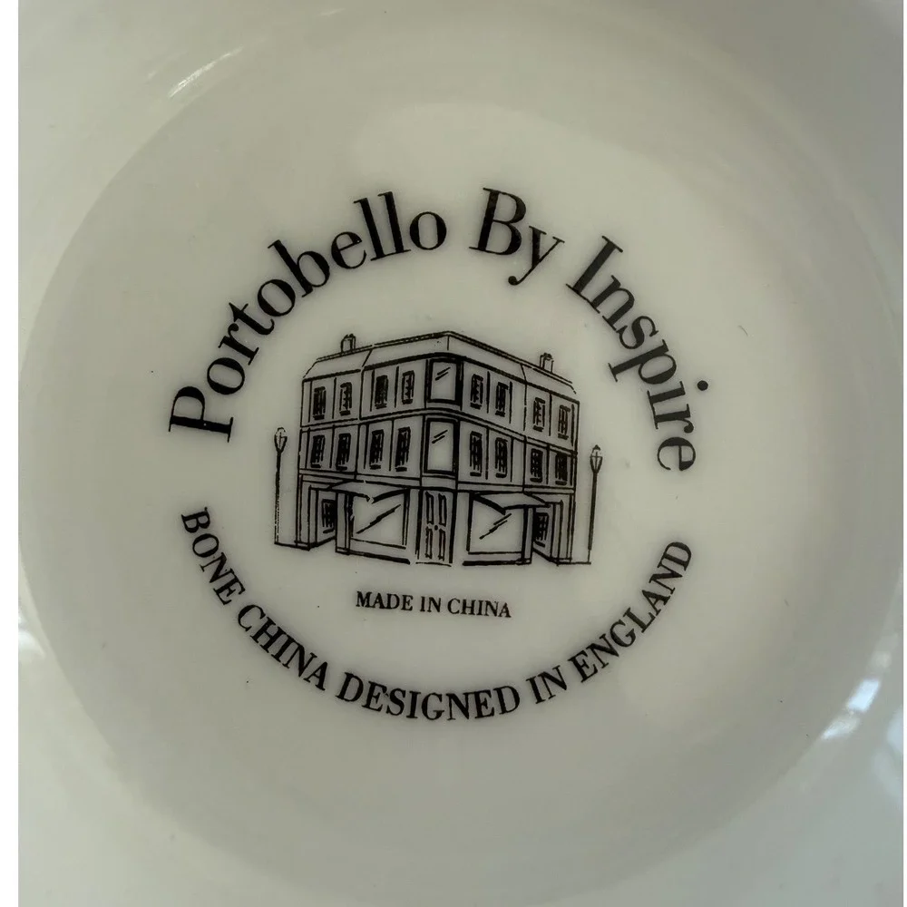 Portobello By Inspire Tea Coffee‎ Cup Black White Floral Polka Dots Bone China